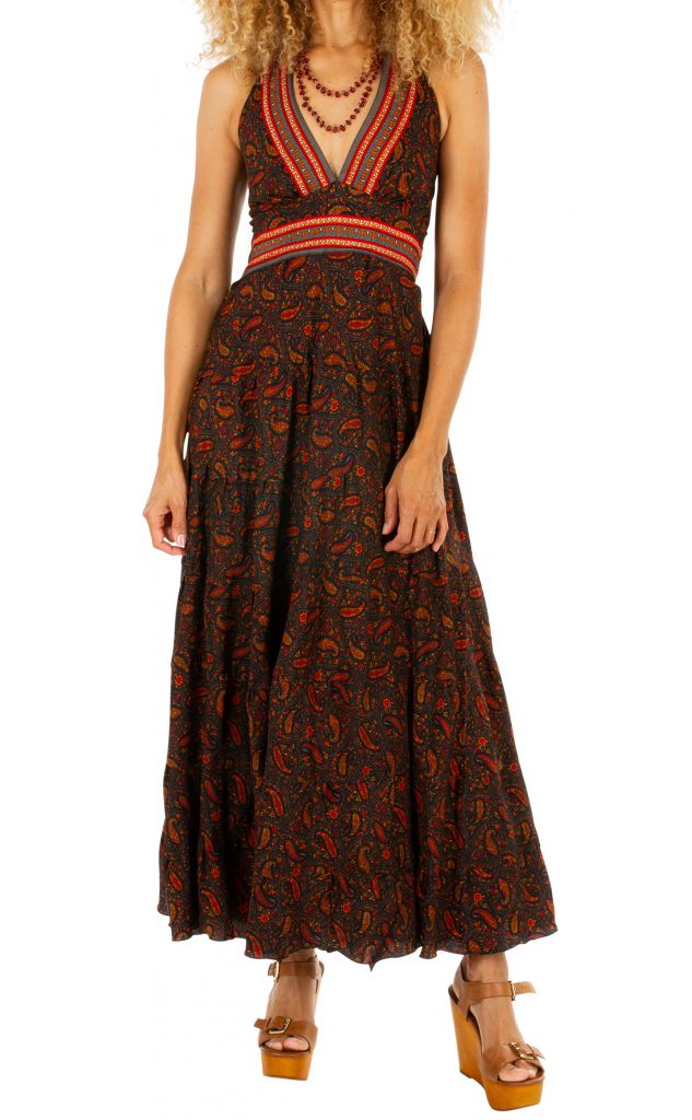 Robe longue originale au décolletée en V plongeant Chiara