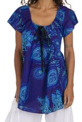 Blouse ample avec un imprimé bleu original pour femme Naomie 317101