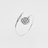 Bracelet jonc plume et mandala argent 359677