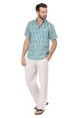 Chemise été manches courtes turquoise Adam 354334