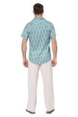 Chemise été manches courtes turquoise Adam 354335