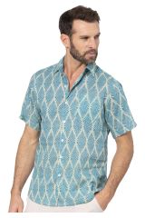 Chemise été manches courtes turquoise Adam 359818