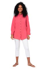 Chemise été manches longues rose Maulde 354660