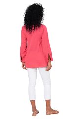 Chemise été manches longues rose Maulde 354661