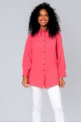 Chemise été manches longues rose Maulde 359050