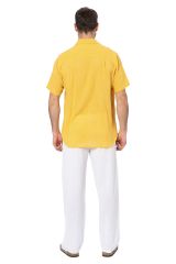 Chemise homme été manches courtes coton léger et fluide uni jaune 354347