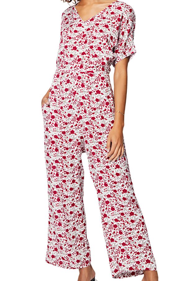 Combi Pantalon Femme Chic Fleurs Rouge Boh Me Habill E Aoi