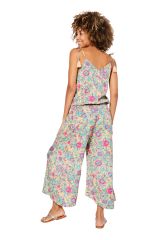 Combinaison mi-longue fluide fleurs tendance rose et bleu Alister