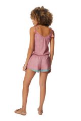 Combishort femme fluide de plage été bohème chic rose Kaylee