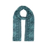 Foulard grand format imprimé bohème ethnique arabesques bleu Clélia 348078