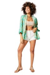 Kimono été chic turquoise court manches 3/4 Aglaé 348939