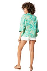 Kimono été chic turquoise court manches 3/4 Aglaé 348940