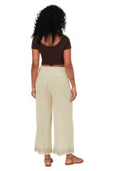 Pantalon été de plage bohème large en voile vert amande 362338