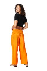 Pantalon été long ample fendu jaune orange Solène 357752