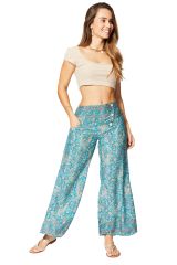 Pantalon été long ethnique bleu à motifs Steffi 357829