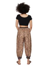 Pantalon femme fluide à taille élastique chic imprimé Léa