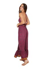 Robe  longue femme décolleté cur croisé et dos nu imprimé chic boho Autumn