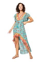 Robe asymétrique imprimé coloré et tendance floral Asklepios