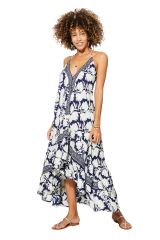 Robe asymétrique maxi fleurs noire et blanche Andy