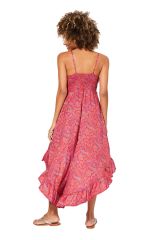 Robe asymétrique motif cachemire rouge et bleu Ariella