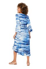 Robe asymétrique tie ans dye blanc et bleu Anniina