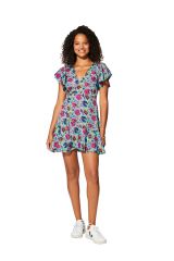 Robe courte à manches courtes larges effet gypsie imprimé d\'été Rachel