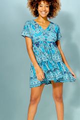 Robe courte d'été originale bleue Caliste 359868