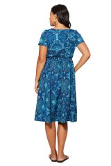 Robe courte décolletée bleue à manches coutres Brunette 338685