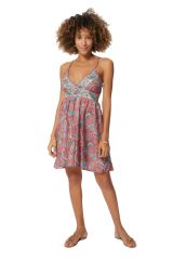 Robe courte femme style nuisette d\'été légère rose boho chic Elora