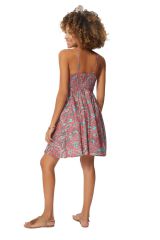 Robe courte femme style nuisette d\'été légère rose boho chic Elora