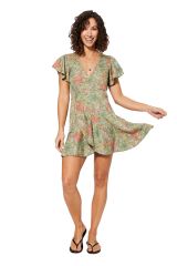 Robe courte imprimé exotique floral Barbra