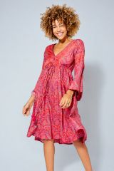 Robe courte motif cachemire rouge et bleu Beth 359044