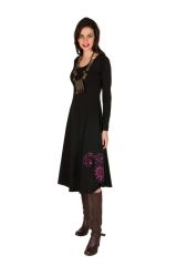 Robe d'hiver longue avec imprimés fanaisies Fuchsia Oriany 298791