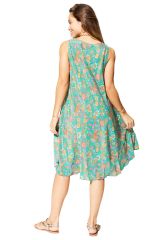 Robe Estivale en Bleu Turquoise : Floraison Éclatante 358168