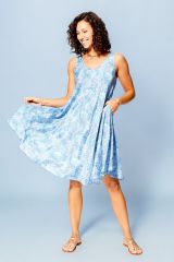 Robe été courte sans manches bleue Flamboyant 358987