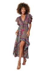 Robe été high-low manches courtes