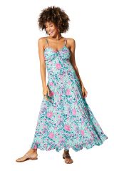 Robe été longue bleue fleurie Emma 350454