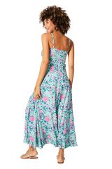 Robe été longue bleue fleurie Emma 350455