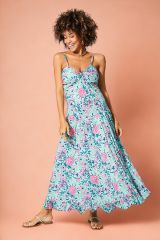 Robe été longue bleue fleurie Emma 352220