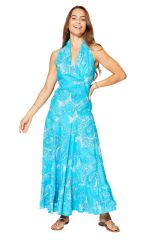 Robe été longue bleue sans manches Belle 349973