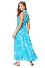 Robe été longue bleue sans manches Belle 349974