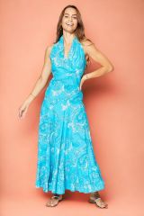 Robe été longue bleue sans manches Belle 352197