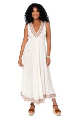 Robe été longue coton légère fluide ethnique bohème chic blanche dos nu 355428