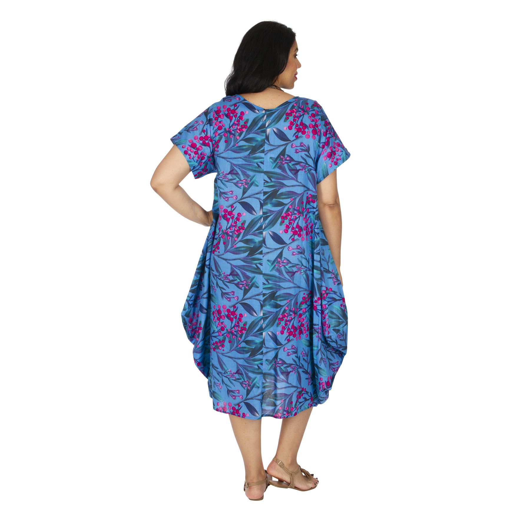 robe d'été longue femme grande taille bleue fleurie Sarandé