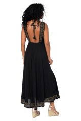 Robe été longue noir coton lègère fluide ethnique bohème chic 359917