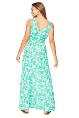 Robe été longue turquoise et blanche Abondance 349018