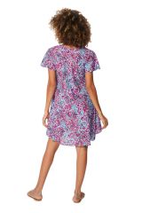 Robe femme courte et évasée à petites manches imprimé exotique Marlee