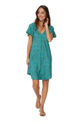 Robe femme courte et évasée à petites manches original de soirée d\'été Meredith