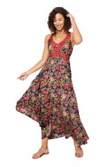 Robe longue à fleurs colorées chic bohème Arisu