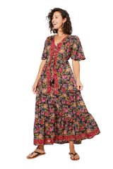 Robe longue à fleurs colorées chic bohème Asenath